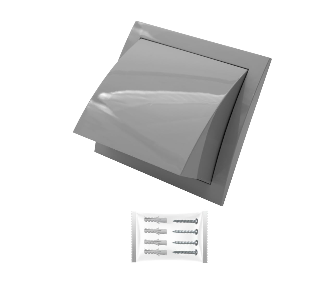 H&C VENT Grey Exhaust Hood Vent 190 mm with 125 mm 5 inch Connector Flange│ Air Ventilation Covers with Valve/Backdraft and Mouse Protection │ Extractor Cap Cover for Duct Pipe│ Inside and Outside
