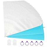 Kootek 109 Pack Pastry Bags Sets Thickened 16 Inch 100 Disposable Icing Piping Bags 2 Reusable Silicone Bags 2 Plastic Couplers with 5 Bag Ties for Cupcake, Cookies and Cake Decorating Supply