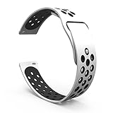20mm Quick Release Breathable Watch Band Compatible with Garmin Vivoactive 3/Samsung Gear Sport/Ticwatch 2/Ticwatch E/Samsung Gear S2 Classic Watch (White/Black, One Size)