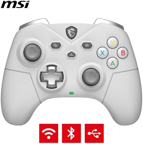 FORCE GC300 WIRELESS WHITE Mando inalámbrico para PC, 2.4 GHz, Bluetooth, USB Tipo-C a A, Batería de 20 horas, Cubiertas D-Pad intercambiables, Motores de vibración duales