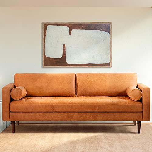 POLY & BARK Napa Leather Couch 88.5Inch Leather Sofa with Tufted
