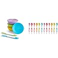 Munchkin® Love-a-Bowls™ 10 Piece Baby Feeding Set, Includes Bowls with Lids and Spoons, Multicolor & Soft Tip™ Infant Spoons, 12 Count (Pack of 1)