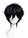 Akira Kurusu Ren Amamiya Joker Cosplay wig Xcoser Persona 5 Black Short Curly Hair for Men