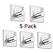 LOOGI Adhesive Hooks, Door Hooks Heavy Duty Towel Hooks Stick on Wall Waterproof Stainless Steel Robe Hanger for Hanging Bathroom Kitchen Home 5 Pack