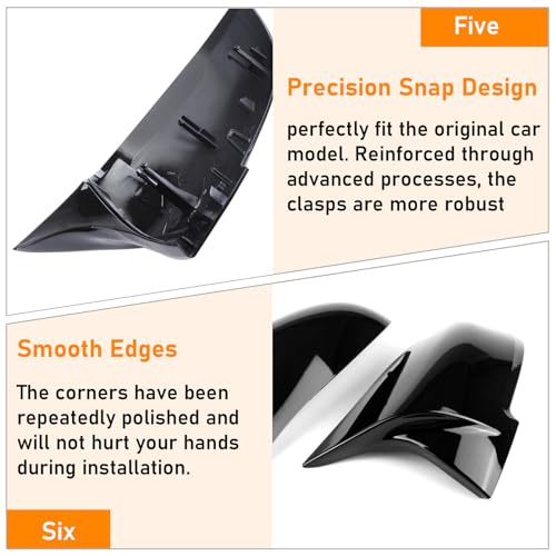 ‎Altsbaos Compatible with Replacement Mirror Covers for BMW F20 F21 F22 F23 F87 F30 F31 F34 F32 F33 F36 I01 E84 BMW Series 1 2 3 4 i3 x1 Left + Right Mirror Covers (Black (BrBrante)