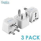 Ceptics India Travel Plug Adapter (Type D) - 3 Pack [Grounded & Universal]