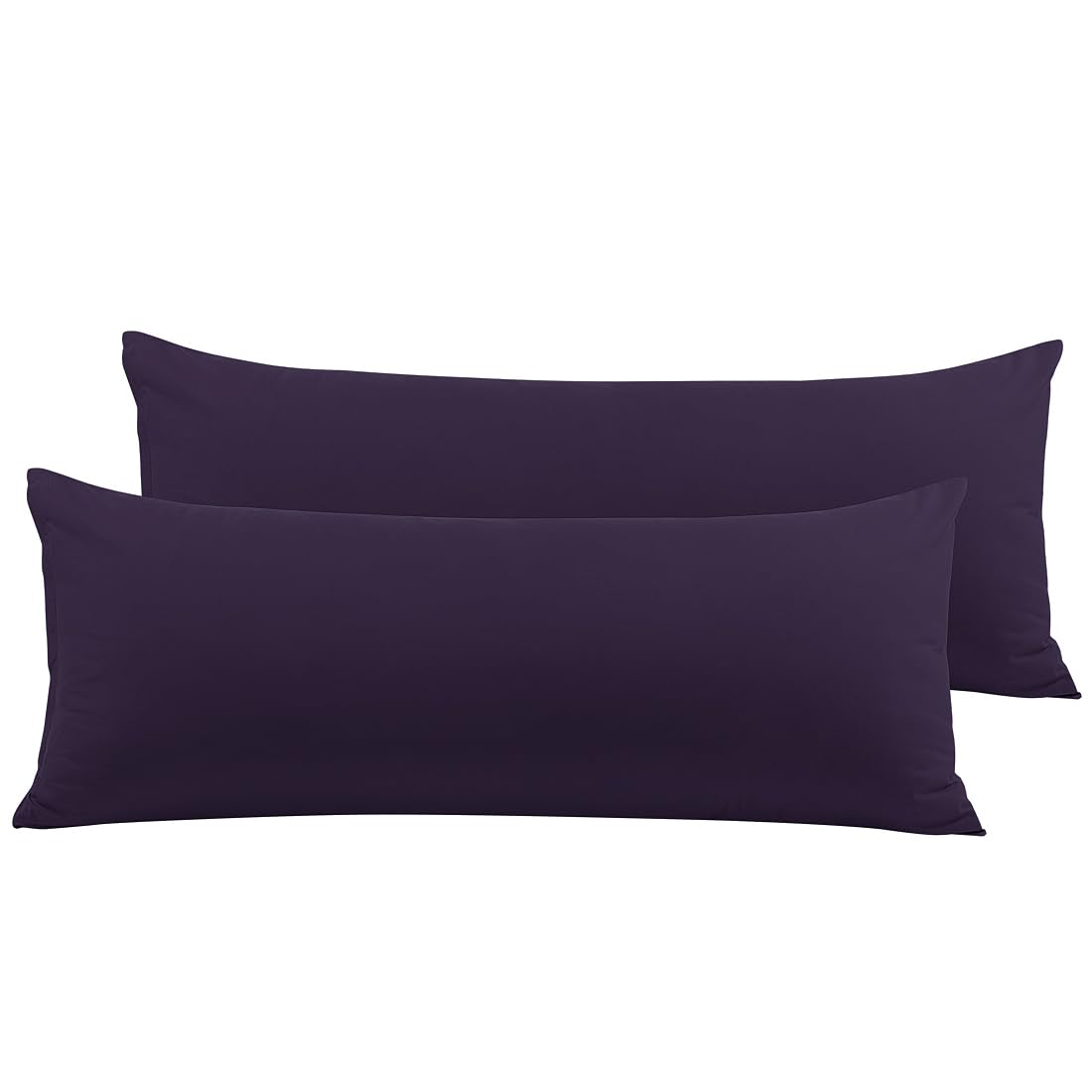 PiccoCasa 2 Packs Body Pillow Cover, Soft 100% Brushed Microfiber Body Pillow Pillowcase, Body Pillow Cases with Zipper Closure for Long Pillows Eggplant 50 x 140cm/ 4ft. 6in