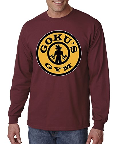 New Way 293 - Unisex Long-Sleeve T-Shirt Goku's Gym Training DBZ Dragon Ball Z XL Maroon