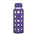 Lifefactory 9-Ounce BPA-Free Kids Glass Water Bottle with Flat Cap and Circle Patterned Silicone Sleeve, Royal Purple