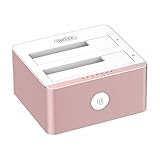 [Rose Gold] UNITEK Aluminum USB 3.0 to SATA Dual Bay USB 3.0 Hard Drive Docking Station with Offline Clone Function/ Hard Drive Duplicator, For 2.5 3.5 Inch HDD SSD SATA I/ II/ III up to 8TB & UASP