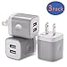 X-EDITION USB Wall Charger,3-Pack 2.1A Dual Port USB Cube Power Adapter Wall Charger Plug Charging Block Cube for iPhone 8/7/6 Plus/X, iPad, Samsung Galaxy S5 S6 S7 Edge,LG, ZTE, HTC, Android (Gray)