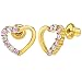 Gold Plated Clear and Pink CZ Heart Safety Screw Back Earrings for Toddlers and Little Girls - Unique and Sweet CZ Heart Earrings Stud for Girls - Heart Shaped Jewelry Collection for Girls