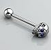 CrazyPiercing 4Pcs 14G Stainless Steel Skull Diamonds Tongue Rings Barbell Piercing Tongue Bars Body Percing Jewelry