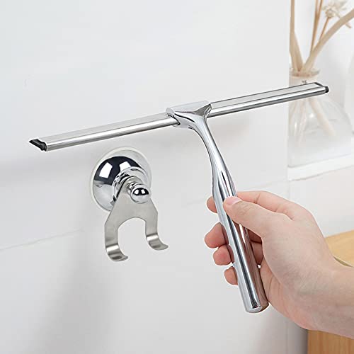 Shower Squeegee for Glass/ Tiles, Stainless Steel Cleaner for Bathroom
