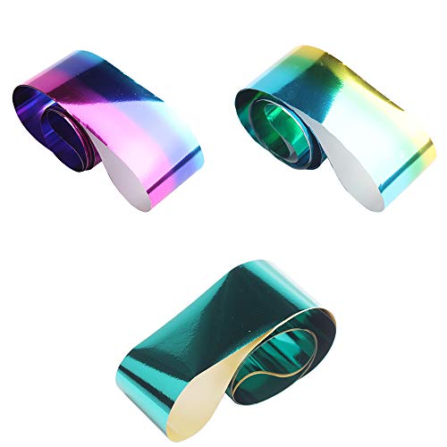 WOKOTO 10 Rolls Glitter Nail Art Foil Transfer Decals Starry Sky Colorful Gradient Adhesive Nail Wraps Stickers Manicure Decorations Kit (0.98inchs39.4inchs)