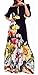 Unko Womens Elegant Floral Vintage Long Sleeve V-neck Maxi Dress Yellow black Large