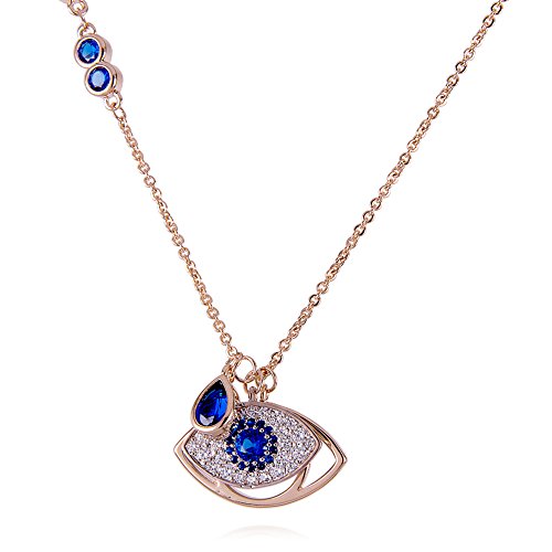 I's Gold/Silver Tone Evil Eye/Snowflake Flower Charm with Austrian Crystal Necklace (Evil Eye)