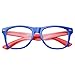 Kids Nerd Retro Two Color Frame Clear Lens Childrens Fake Eye Glasses (Age 3-10) Blue/Red