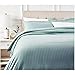 Amazon Basics 3 Piece Striped Microfiber Duvet Cover Set, King, Spa Blue