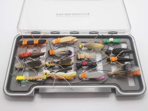 Foam Bug Flies, Boxed set of 16 foam flies, size 8, for fly fishing NBX43