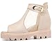 Womens Fashion Wedge Platform Sandal Shoes 4Tagre Peep Toe Back Zipper Buckle Strap Mesh Hidden Sandal(7 B(M) US, Khaki)