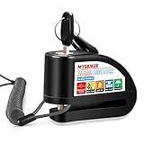 Disc Brake Lock, Mysbiker Alarm Disc Lock 110dB Anti Theft Waterproof Motorcycle Wheel Scooter Lock with 2m Reminder Cable 3 Keys Carry Pouch for Brake Rotor up to 6mm Motorcycle Honda Yamaha Harley