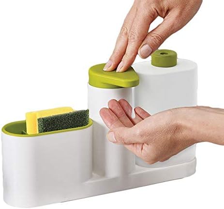 PLATFORM 3 in 1 Kitchen Sink Organizer Storage for Dishwasher Liquid Kitchen Sink Organizer with Built in Soap Dispenser and Sink Tidy Liquid Hand Wash Soap Dispenser Pump (Multi Colour)