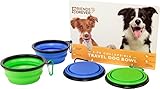 Collapsible Silicone Dog Bowl Foldable Expandable Cup Dish 2 Pack Non-BPA USDA FDA Recommended