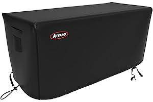 ATYARD Gas Fire Pit Cover Rectangular 58x24x24 inch - Waterproof Windproof Anti-UV Heavy Duty Patio Firepit Furniture Covers Black