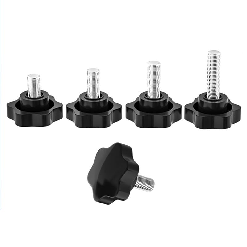 Aoktorkit 5Pcs Star Grip Knobs M6*16 Clamping Screw Knob Thread Thumb Screws Handle Knobs for Quick Remove Clamping Screws, Black