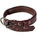 Logical Leather Padded Dog Collar - Best Full Grain Heavy Duty Genuine Leather Collar - Brown - Small