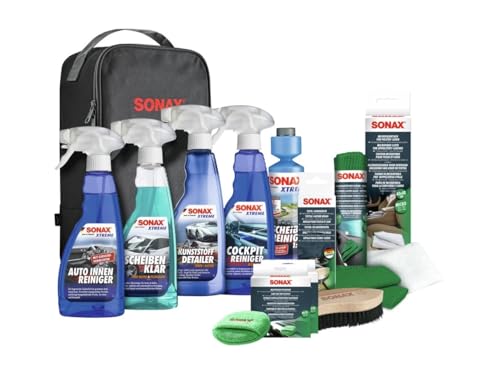 SONAX Innenraum+Scheibe-Set inkl. Tasche (11-teilig) Innenraumreinigung- & Pflege für einen gepflegten Innenraum | Art-Nr. 07688000