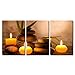 wall26 3 Piece Canvas Wall Art - Spa Still Life with Aromatic Candles and Zen Stones - Modern Home Art Stretched and Framed Ready to Hang - 16