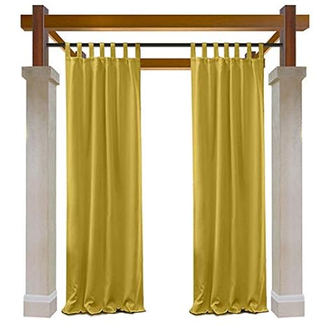 Amazon Com Macochico Outdoor Tab Top Curtains Panels Yellow 52w