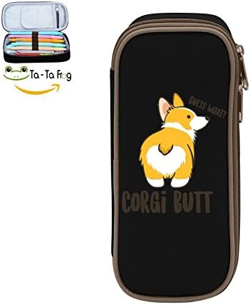 FTIAL Guess what Corgi Butt Big Capacity Pencil Case Double Zipper Large Storage Space Mulit-Function Stationary Portable Makeup Bag