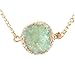 MJARTORIA Gold Color Green Bezel Oval Shape Natural Stone Pendant Healing Druzy Necklace