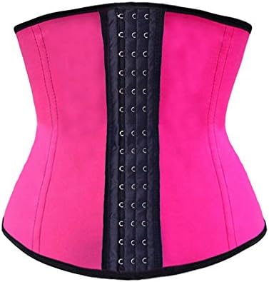 Beladyful Womens Short Torso Pink Latex Underbust Corset Waist Training Cincher Soft Steel Boned Body Shaper (XXL, Pink (Short style))