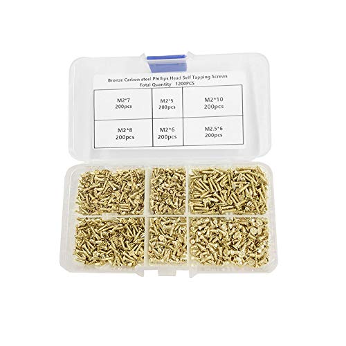 Gobesty Kleine Selbstschneidende Schrauben,1200 Stücke Edelstahl Blechschrauben M2 M2.5 6/8/10m Flachkopf…