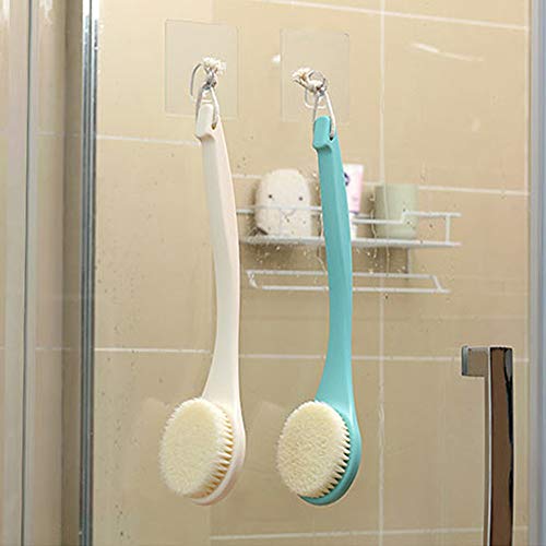 Bath Back Brush Soft Long Handle for Women, Back Shower Brush Scrubber Washer Bathing Scrubbing Exfoliating Body Brush Curved Handle Exfoliator for Dry Skin Cleaning Not Slip with Lanyard (White) - Thumbnail 6
