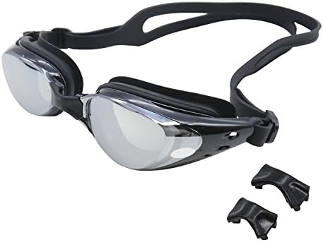 SKIT - (Black Myopia -8.00) Adult Swim Swimming Prescription Goggles Anti Fog Tinted Lenses UV Protection Waterproof With Free Case For Men Women Youth