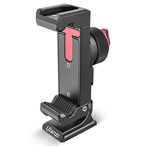 ULANZI ST-27 Aluminum Phone Tripod Mount w/ 3 Cold Shoes, Arca-Swiss Cell Phone Tripod Mount Adapter w/ 3 1/4" Interfaces, 360° Adjustable Tripod Bracket Holder