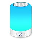 Jushoor Upgraded Wireless Bluetooth Speaker, Stereo Subwoofer with Smart Touch Control, RGB Color Changing LED Night Light Lamp, Perfect for Home Bedside Desk, Outdoor, Travelling.