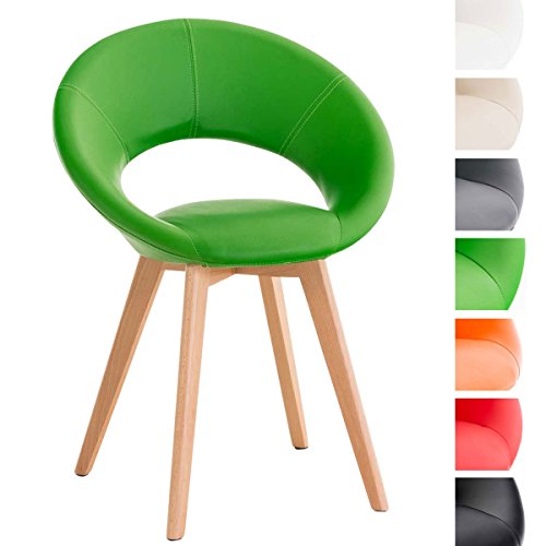 CLP-Sedia-Design-Imbottita-Timm-in-Similpelle-Sedia-Attesa-4-Gambe-in-Legno-I-Sedia-Sala-da-Pranzo-con-Schienale-I-Sedia-Moderna-Conferenza-con-Braccioli-I-Poltroncina-Imbottita-Verde