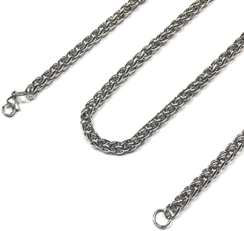 Dog Tag Surplus Stainless Steel Wheat Chain Jewelry Necklace (5MM 30" Silver Tone)