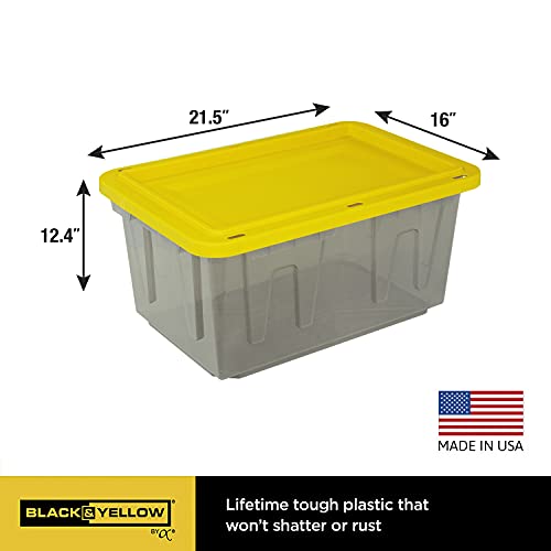 Tinted Black & Yellow Storage Containers with Lids, Stackable (15
