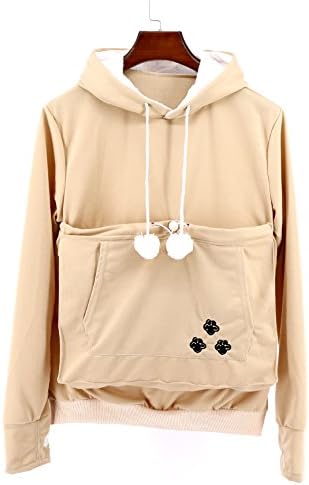 SAIANKE Womens Hoodies Pet Holder Cat Dog Kangaroo Pouch Carriers Pullover