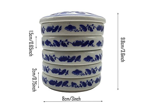 Easyou Trays Suite Porcelain Five-Layer Mixing Trays Set for Holding Painting Color Diameter: 3"