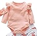 3Pcs Baby Girl Pink Ruffle Romper Long Sleeve Bodysuit Tops Flamingo Pants and Headband Outfits Set (Pink, 0-6 Months)