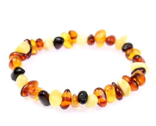 Premium Quality Natural Baltic Amber Baroque Bracelet by SilverAmber Jewellery UK - 100% Eco-Friendly Packaging - Money Back Guarantee - X-Small - Mixed