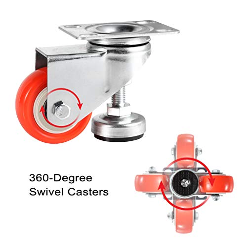 Skelang 4 Pcs 1.5” Adjustable Leveling Caster, Leveling Feet Wheels
